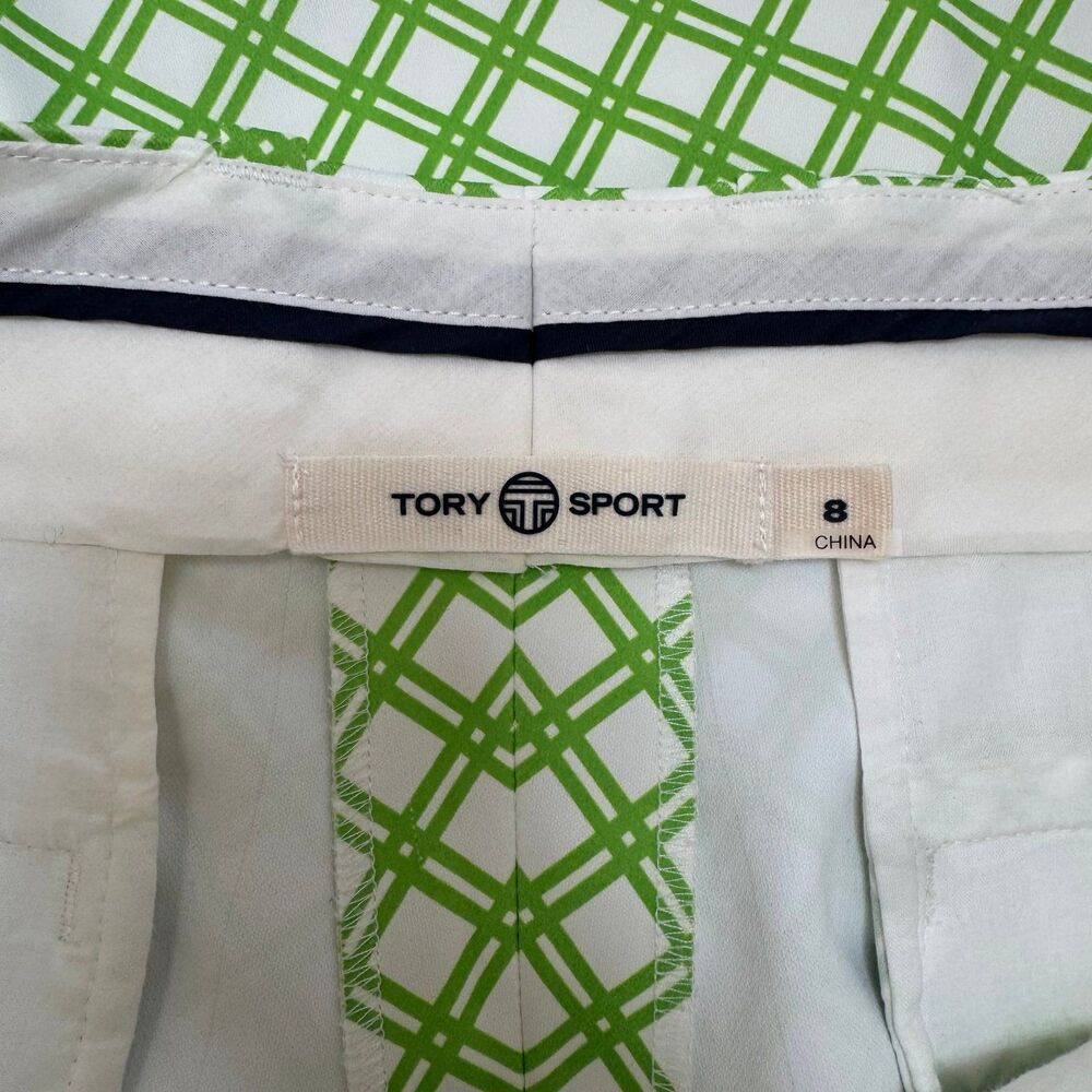 Tory Burch Sport Printed Tech Twill Golf Ankle Pants in Greenery Baseline Plaid - Picture 7 of 10